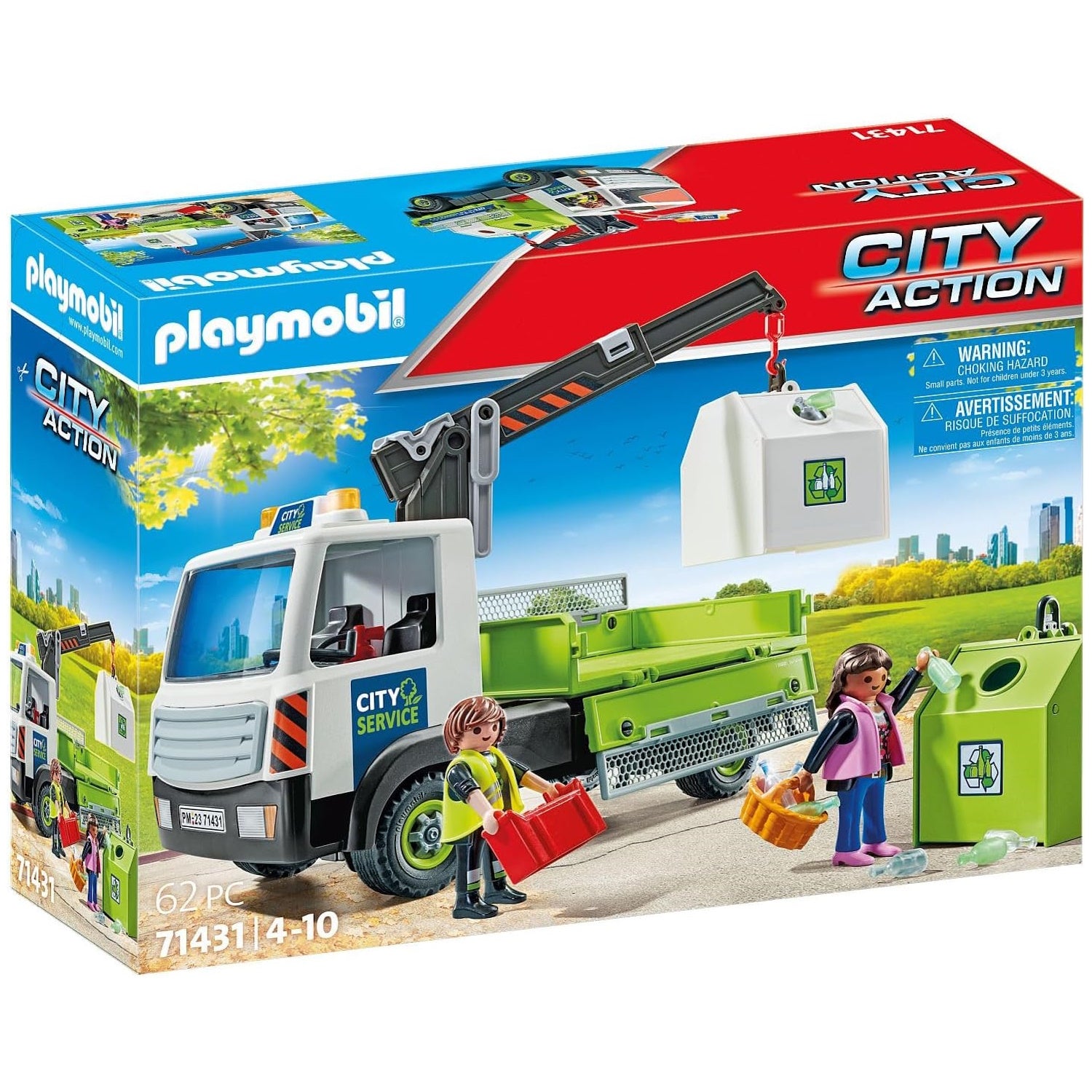 Playmobil City Action Truck Transport Bin - 62 Piece Playset [#71431, Ages 4-10] Toys & Games Playmobil