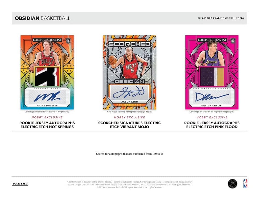 Panini Obsidian Basketball 2024-25 Hobby Box Sports Cards Panini