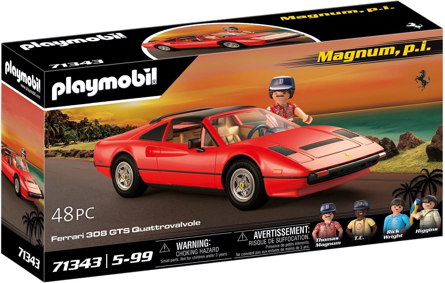 Playmobil Magnum P.I. Ferrari 308GT - 48 Piece Playset [#71343, Ages 5+] Toys & Games Playmobil