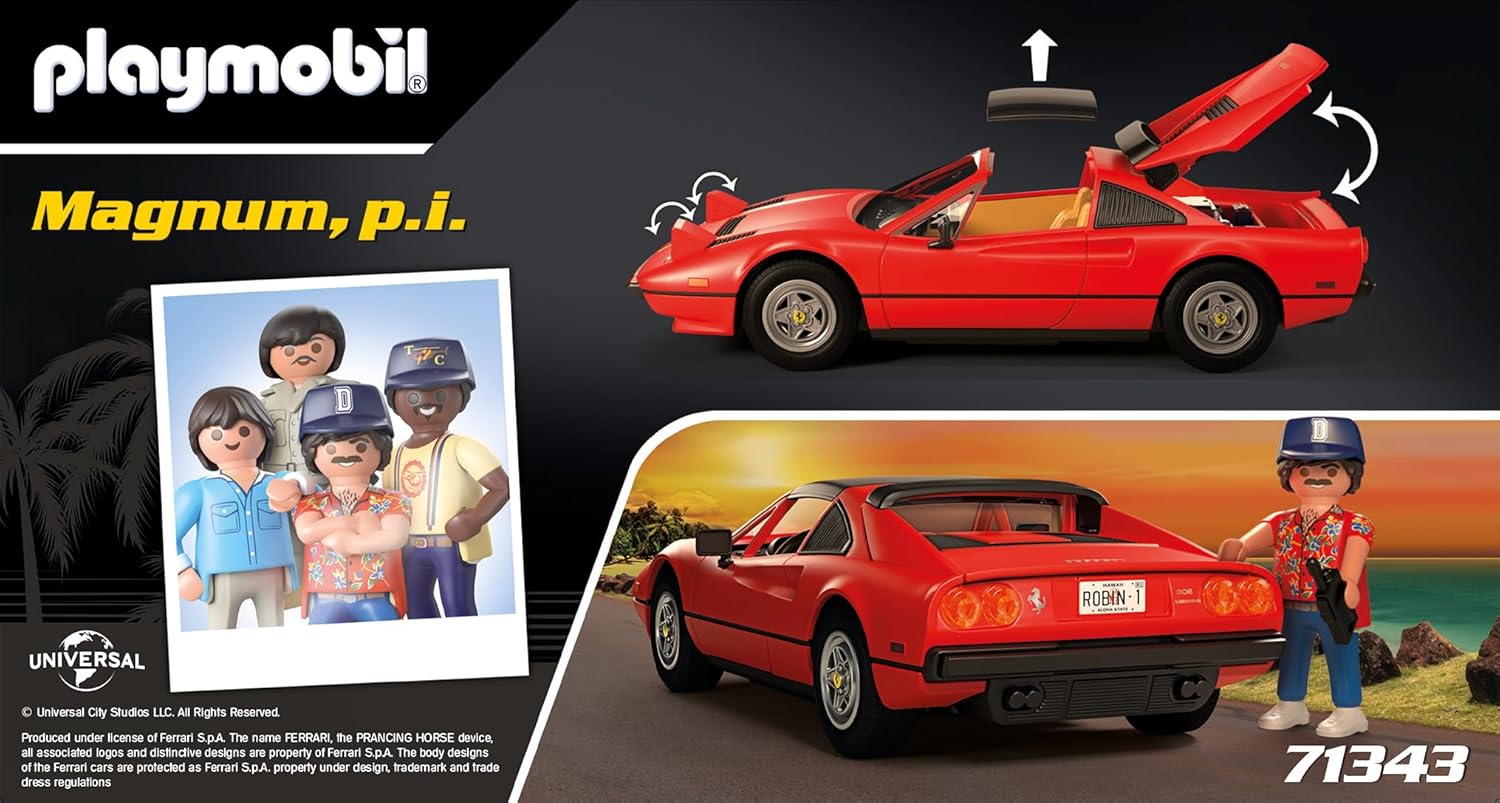 Playmobil Magnum P.I. Ferrari 308GT - 48 Piece Playset [#71343, Ages 5+] Toys & Games Playmobil