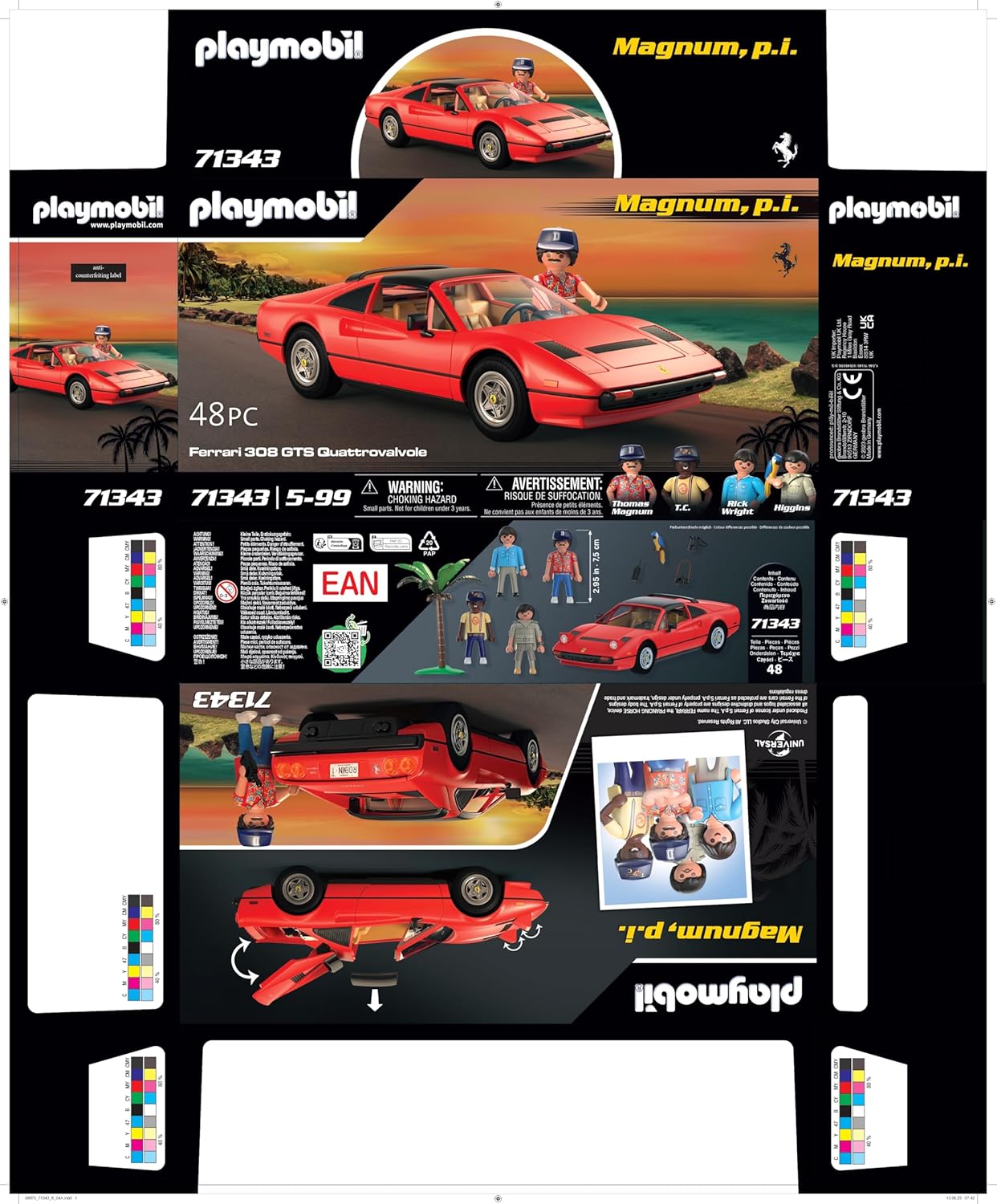 Playmobil Magnum P.I. Ferrari 308GT - 48 Piece Playset [#71343, Ages 5+] Toys & Games Playmobil