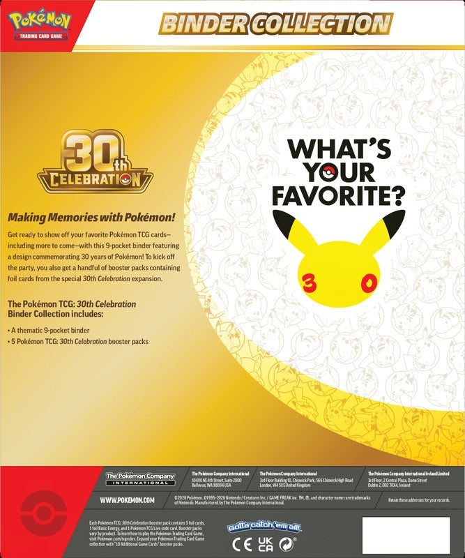 Pokemon TCG: 30th Celebration Binder Collection Box Card Game Pokemon