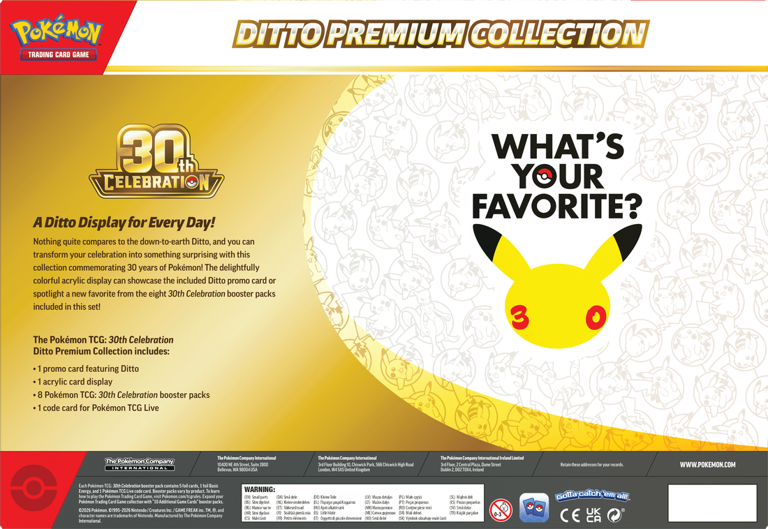 Pokemon TCG: 30th Celebration Ditto Premium Collection box Card Game Pokemon