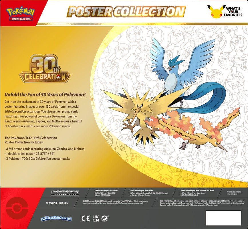 Pokemon TCG: 30th Celebration Poster Collection Box Card Game Pokemon