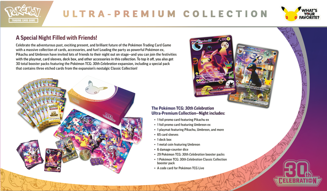 Pokemon TCG: 30th Celebration Night Ultra Premium Collection Card Game Pokemon