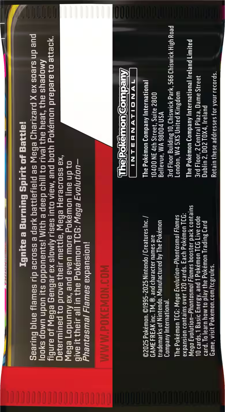 Pokemon TCG: Mega Evolution - Phantasmal Flames Booster Pack Card Game Pokemon