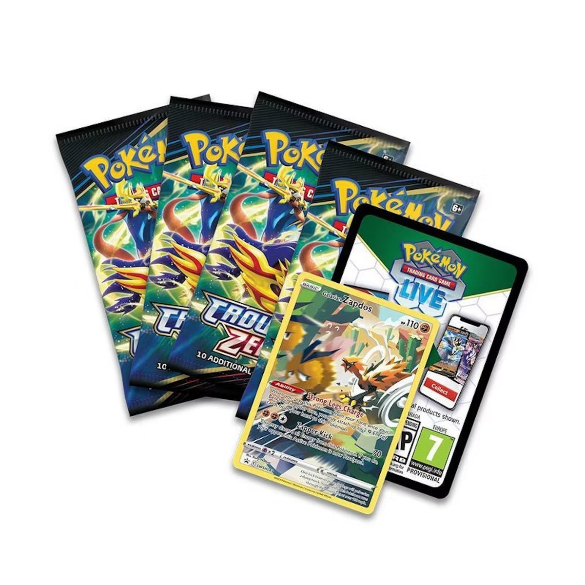 Pokemon Tin: Crown Zenith Galarian Zapdos - 4 Packs Card Game Pokemon
