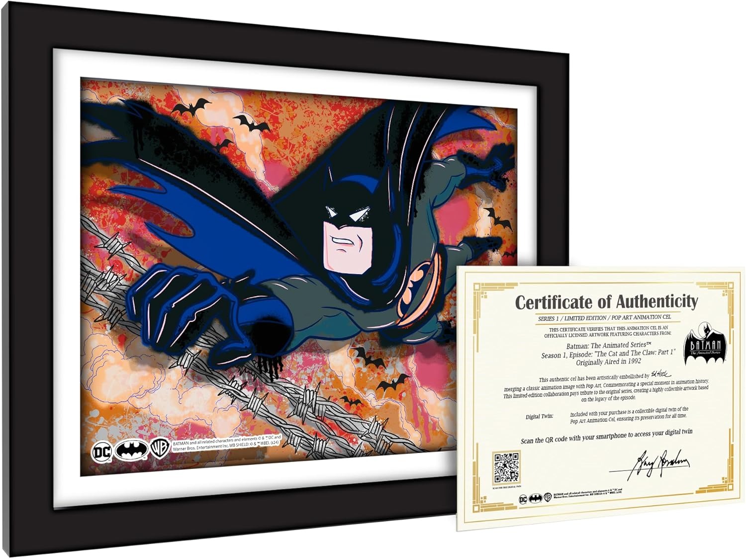Pop Art: Batman: The Animated Series Animation Cel Scene - Batman Falling Memorabilia DC Collectibles