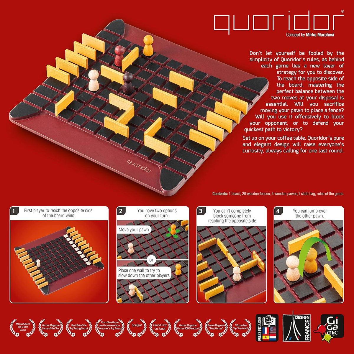 Quoridor [Board Game, 2 - 4 Players] Board Game Gigamic