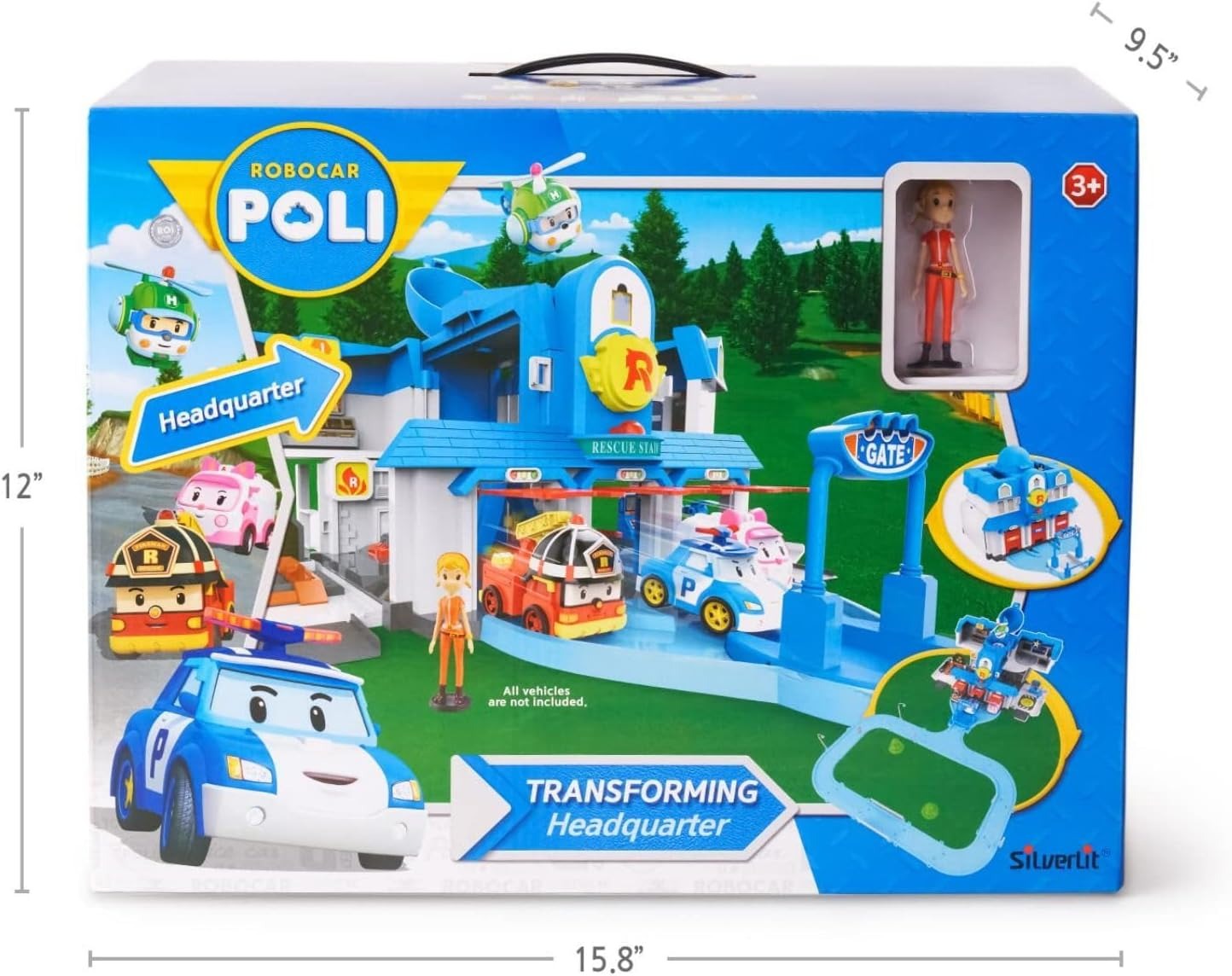 Robocar Poli: Transforming Headquarter Station Playset & Rescue Center Race Track Set Toys & Games ROI Visual