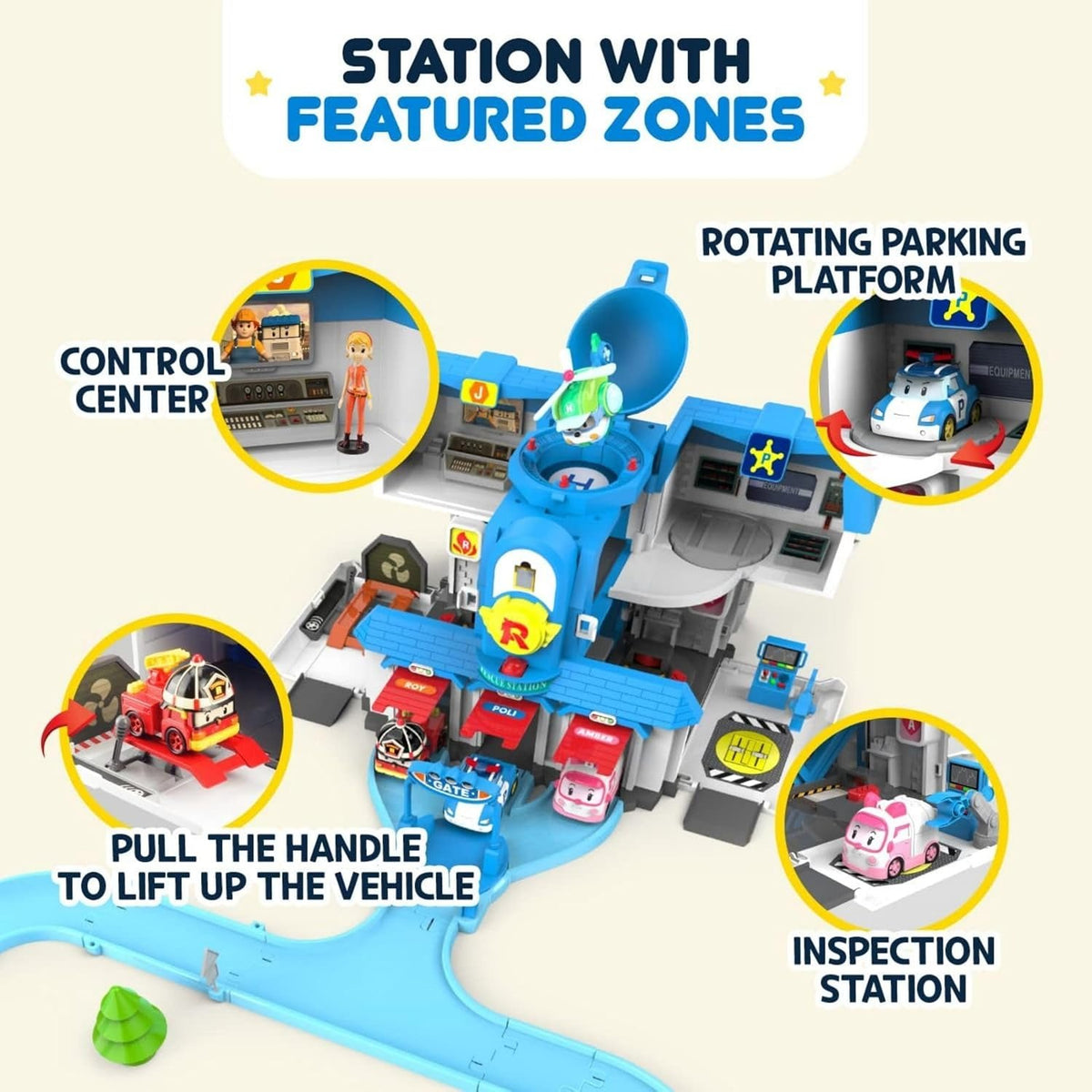Robocar Poli: Transforming Headquarter Station Playset & Rescue Center Race Track Set Toys & Games ROI Visual