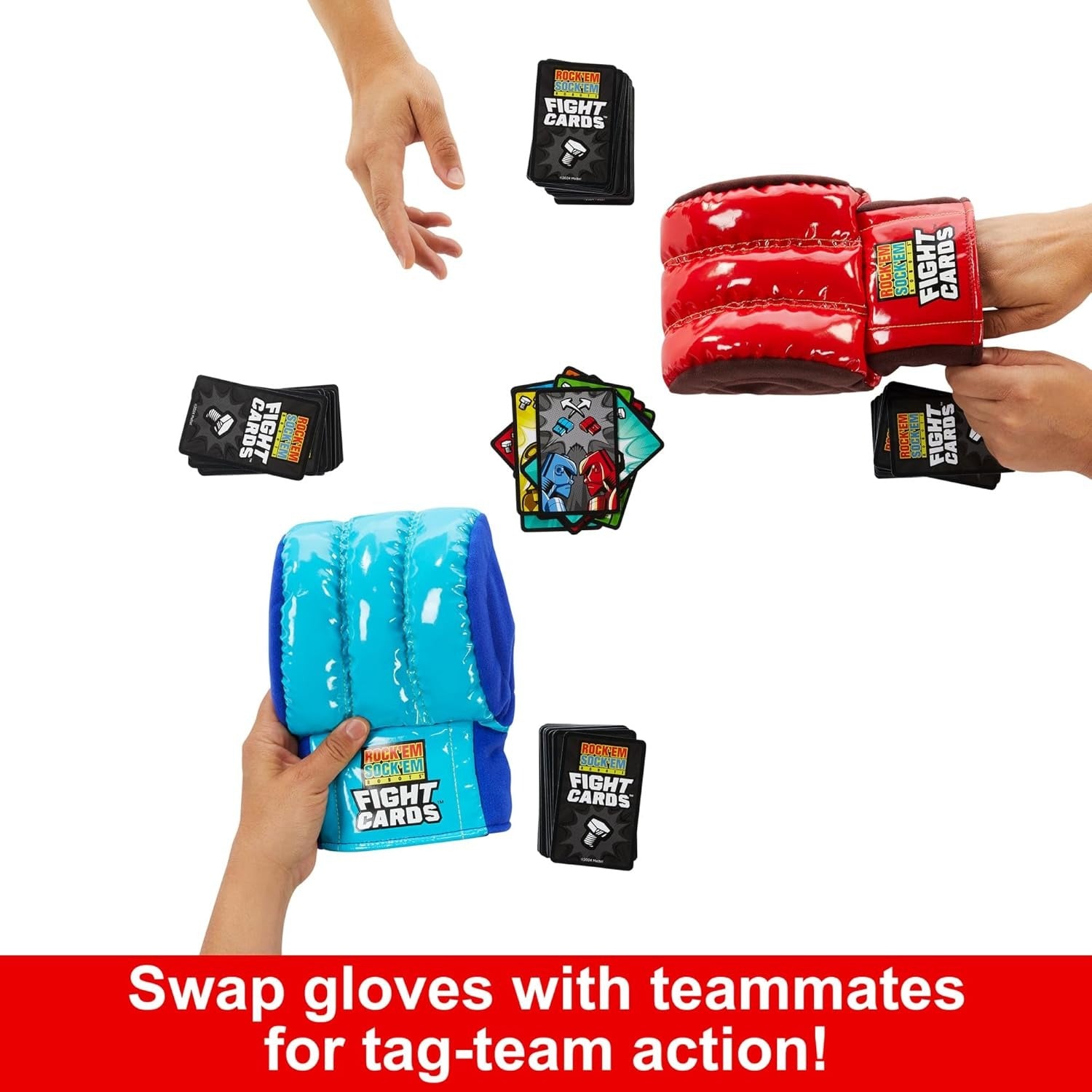 Rock 'Em Sock 'Em Robots - Fight Cards & 2 Boxing Gloves Team Party Card Game Board Game Mattel