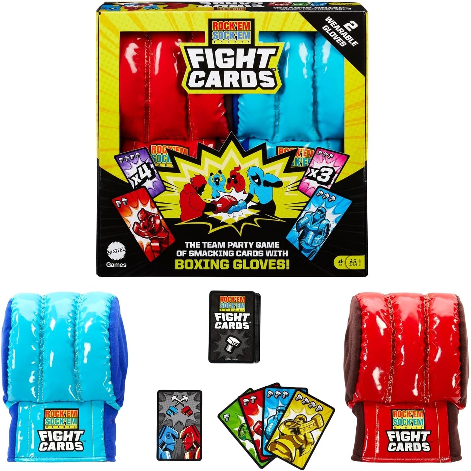 Rock 'Em Sock 'Em Robots - Fight Cards & 2 Boxing Gloves Team Party Card Game Board Game Mattel