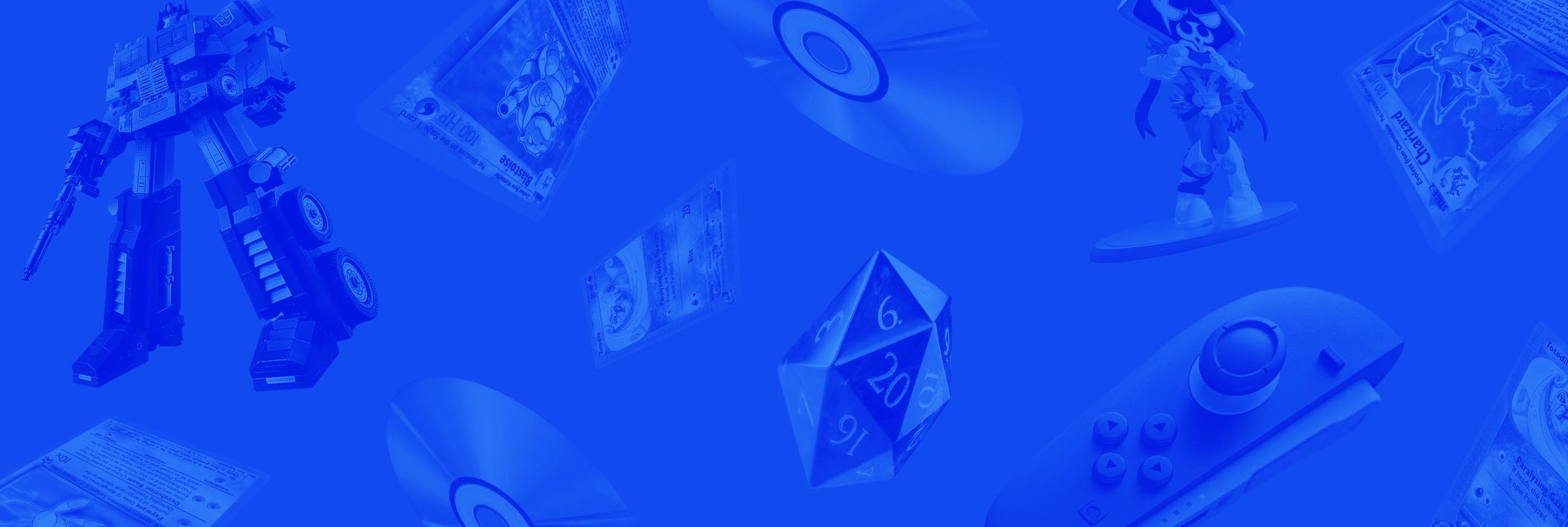 pokemon cards, d20s, cds, and figurines