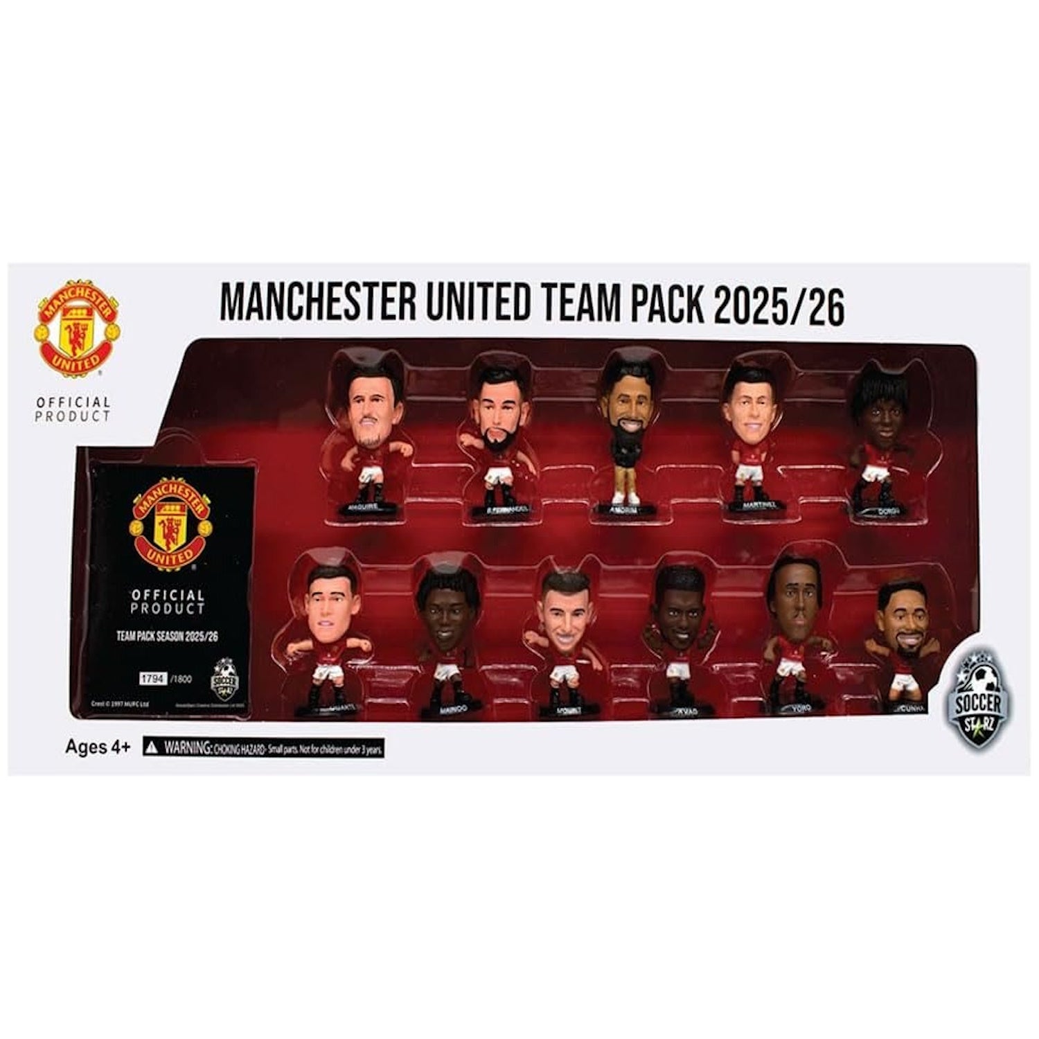 Soccerstarz: Manchester United 11 Figure Team Pack - 2025/2026 Version Classic Kit Toys & Games Soccerstarz