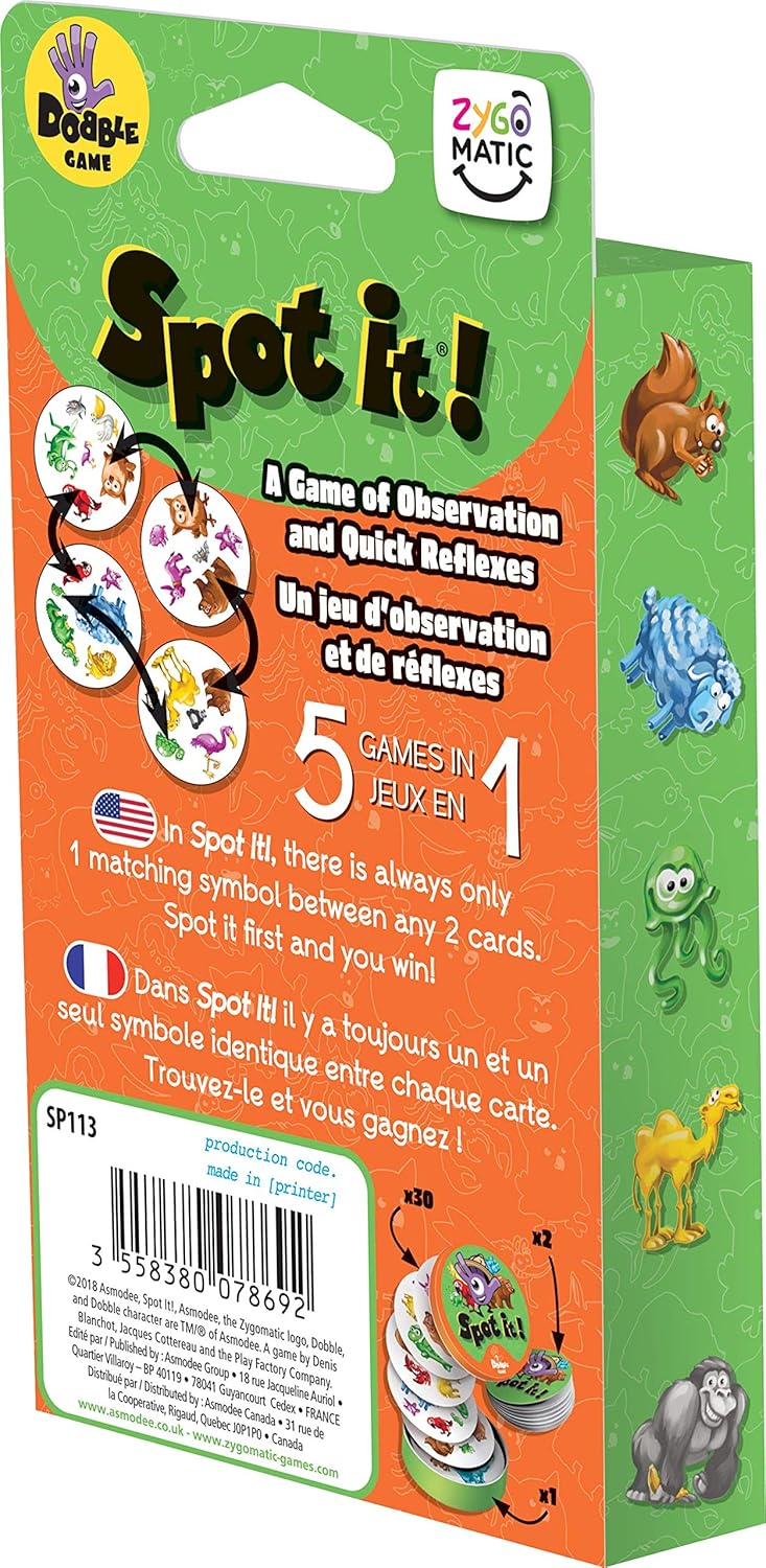 Spot It! - Dubble Animals Jr Blister [Board Games, 5 Players] Board Game Zygo Matic   