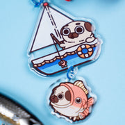 Puglie: Gone Fishing Puglie Acrylic Keychain Accessory Puglie