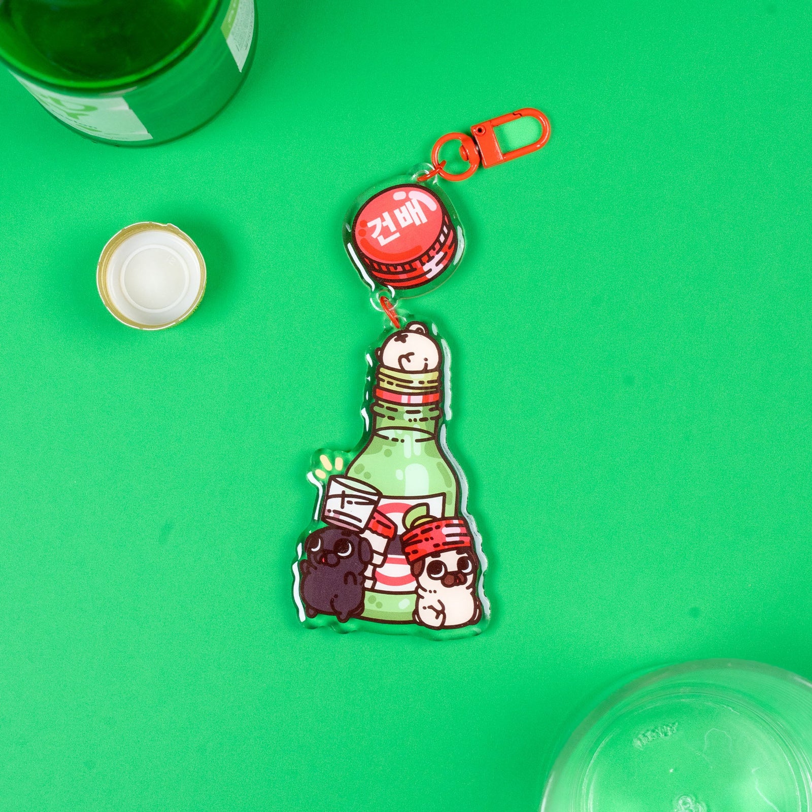 Puglie: Soju Shot Mini Puglies Acrylic Keychain Accessory Puglie