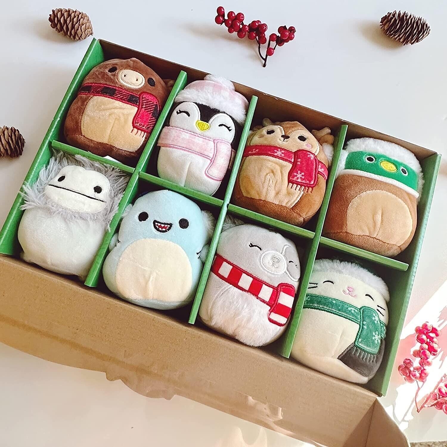 Squishmallows: 8-Pack Holiday Winter 2022 Ornament Collection Plushies Kellytoy