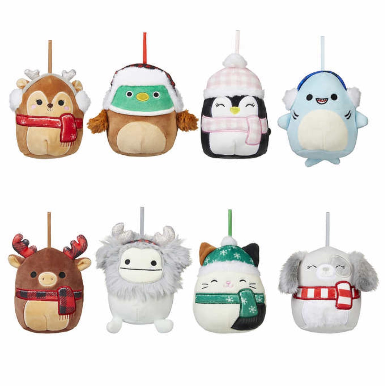 Squishmallows: 8-Pack Holiday Winter 2022 Ornament Collection Plushies Kellytoy