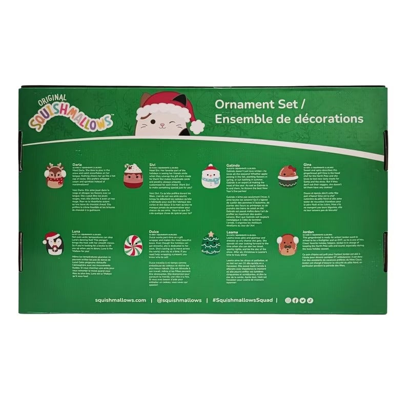 Squishmallows: 8-Pack Holiday Ornament 2023 Set Plushies Kellytoy