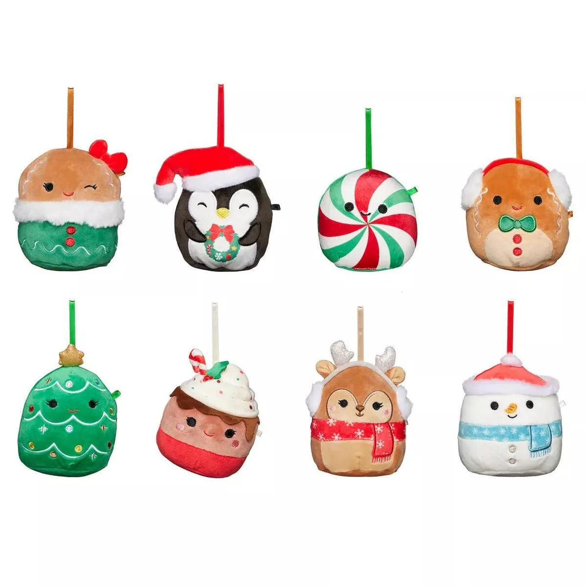 Squishmallows: 8-Pack Holiday Ornament 2023 Set Plushies Kellytoy