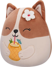 Squishmallows Original : Regina the Corgi with Pineapple Drink & Flower - 7.5" Inch Plush Plushies Jazwares