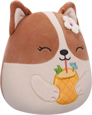 Squishmallows Original : Regina the Corgi with Pineapple Drink & Flower - 7.5" Inch Plush Plushies Jazwares