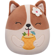 Squishmallows Original : Regina the Corgi with Pineapple Drink & Flower - 7.5" Inch Plush Plushies Jazwares
