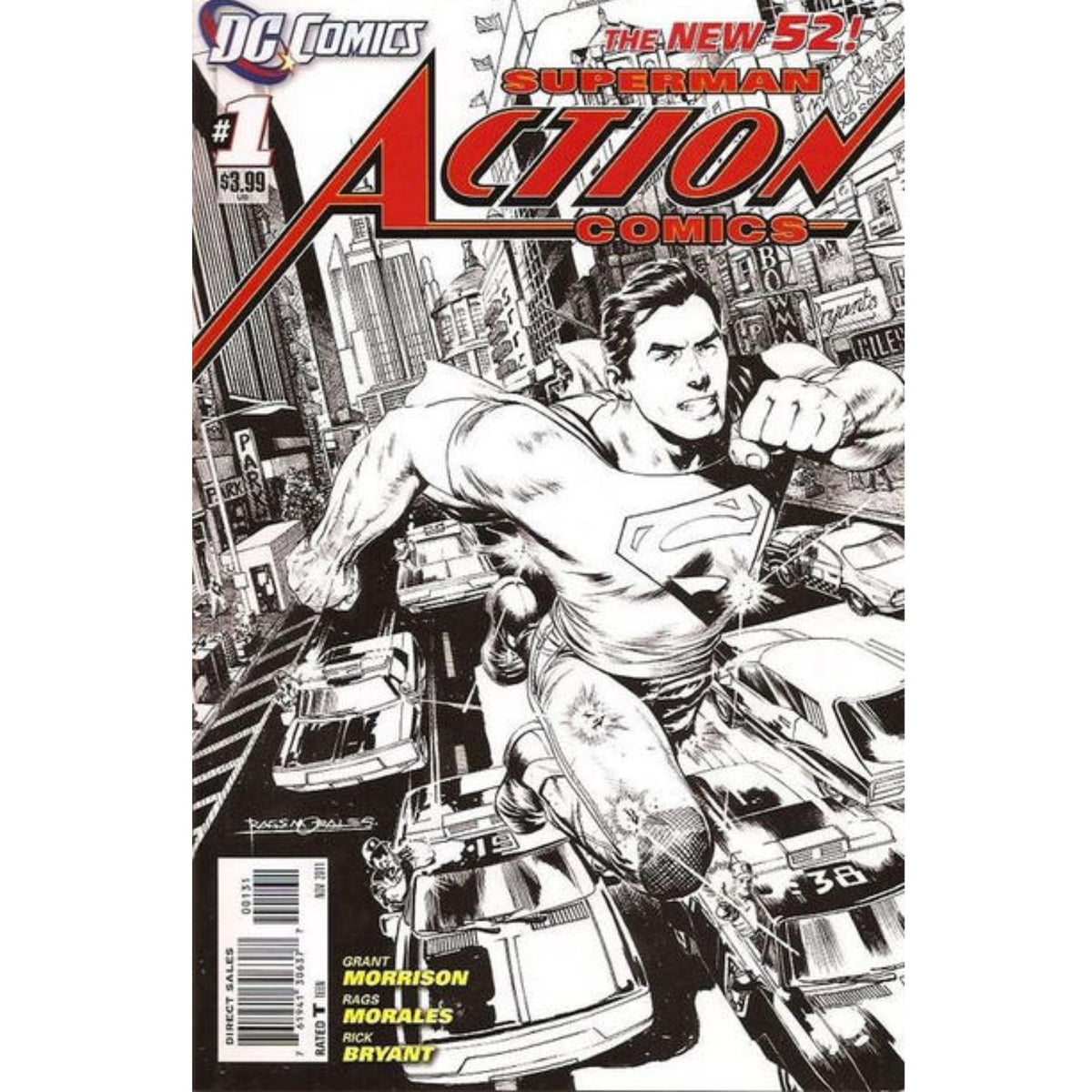 Superman Action Comics Cover: #1 (Rags Morales B & W CVR - 1:200) 2011
