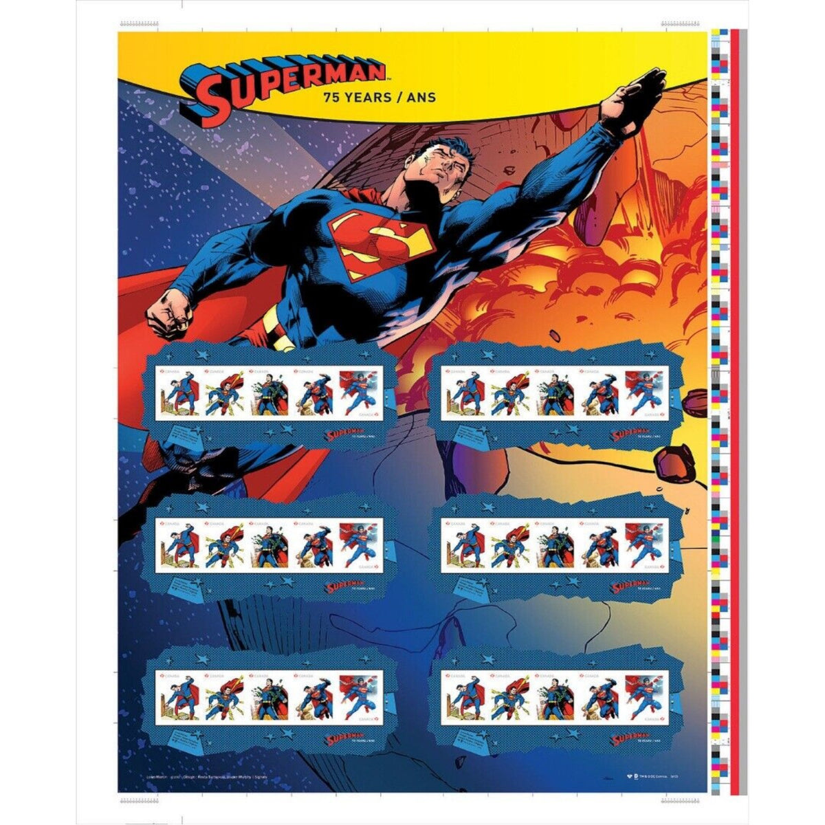 Superman Stamps: Uncut Press Sheet - Limited Edition Memorabilia DC Comics