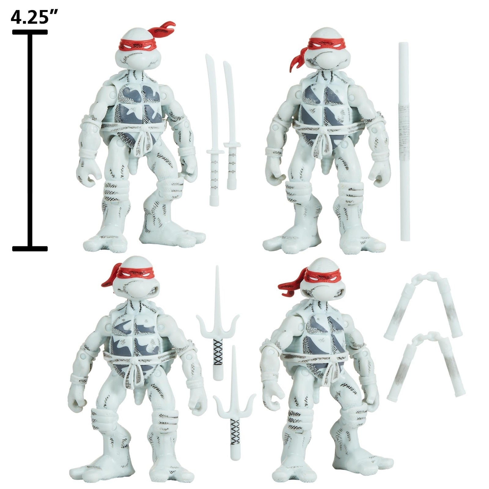 Teenage Mutant Ninja Turtles: 1984 Comic Inspired Black and White Figures - 4 Pack - Leonardo/ Donatello/ Michelangelo/ Raphael Toys & Games Playmates