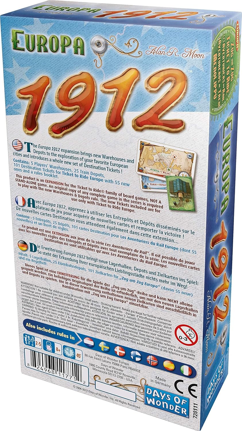 Ticket to Ride: Europa 1912 [Board Game, 2 - 4 Players] Board Game Days of Wonder
