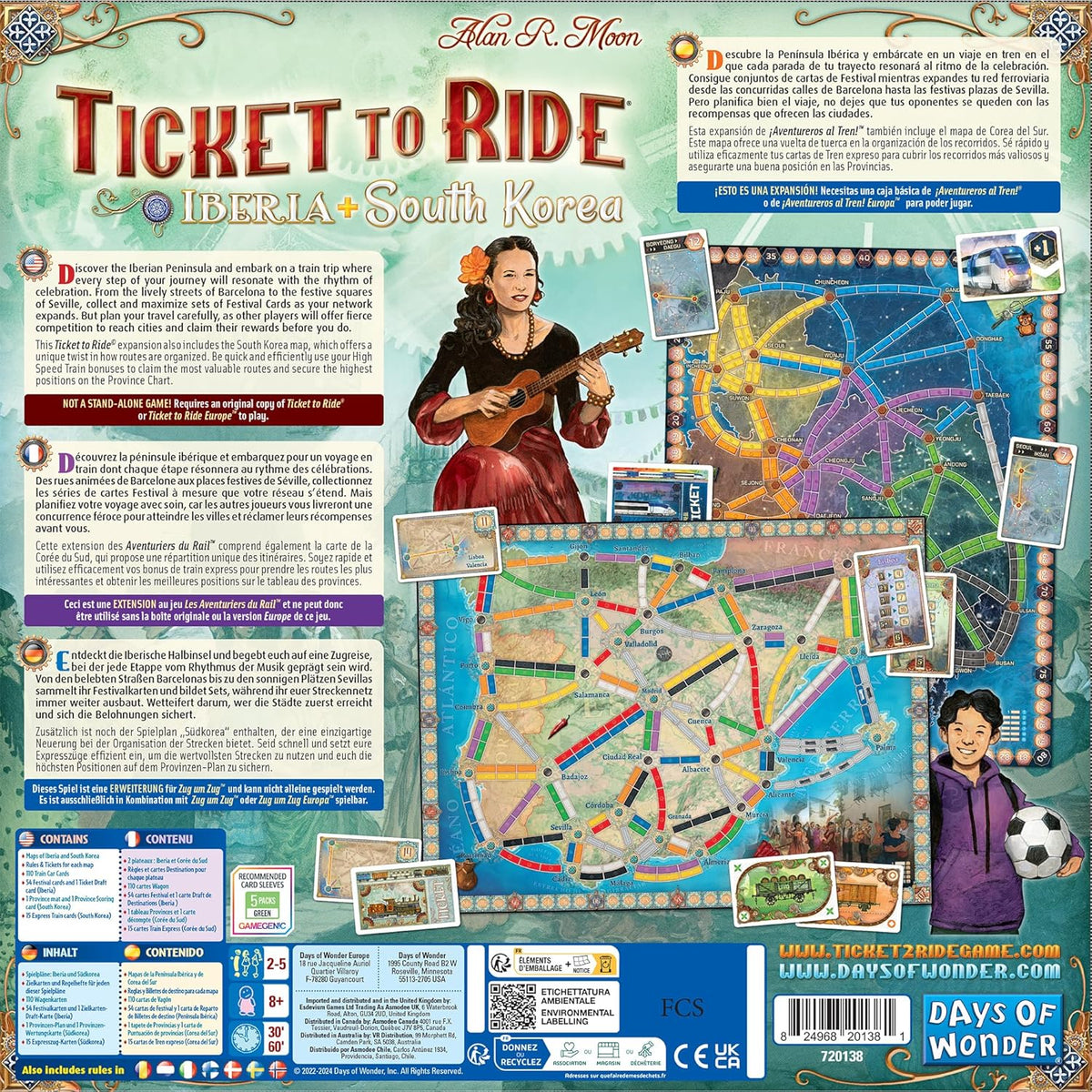 Ticket to Ride: Iberia and South Korea [Board Game, 2 - 4 Players] Board Game Days of Wonder