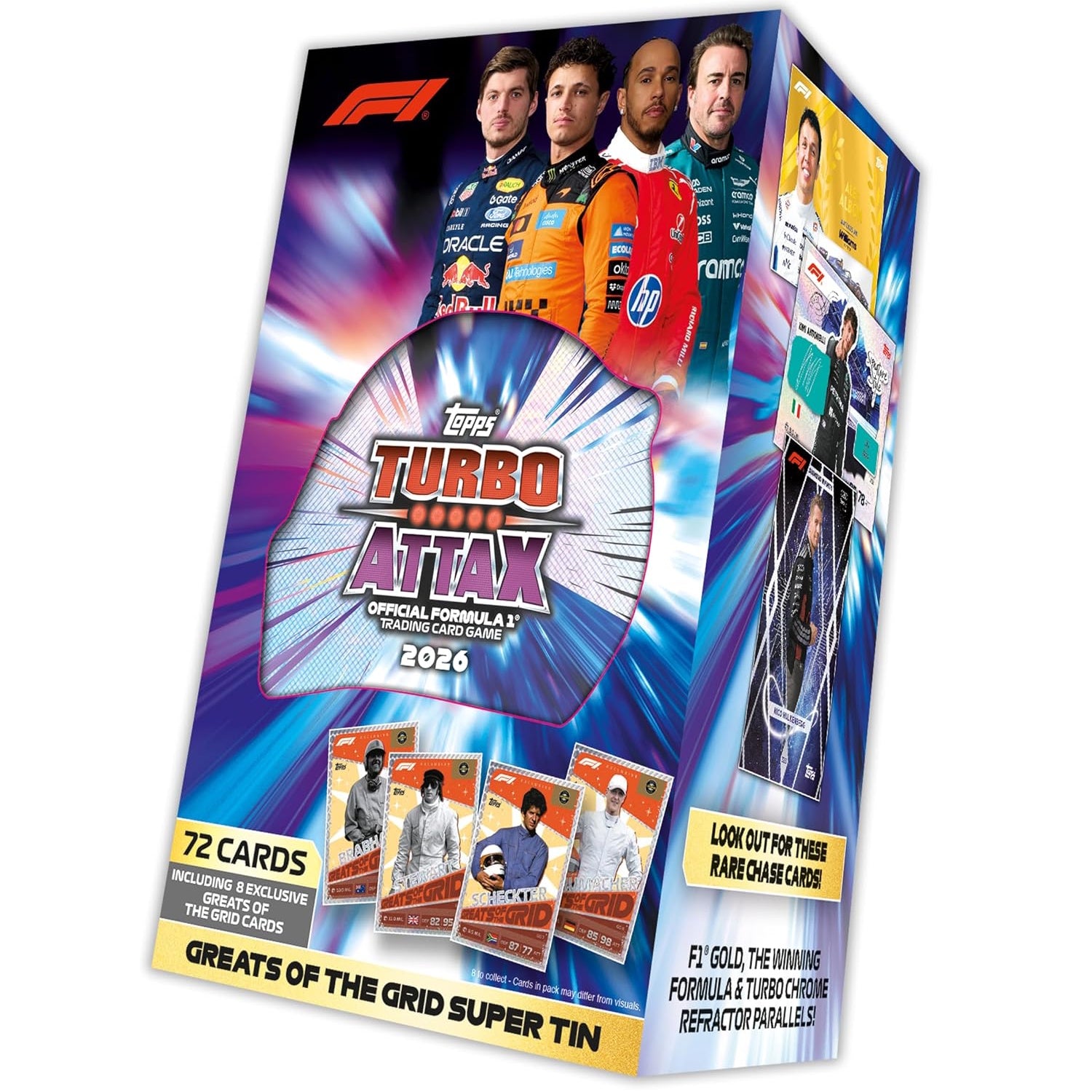 Topps: 2026 Turbo Attax Formula 1 Super Tin (6 Packs) Sports Cards Topps