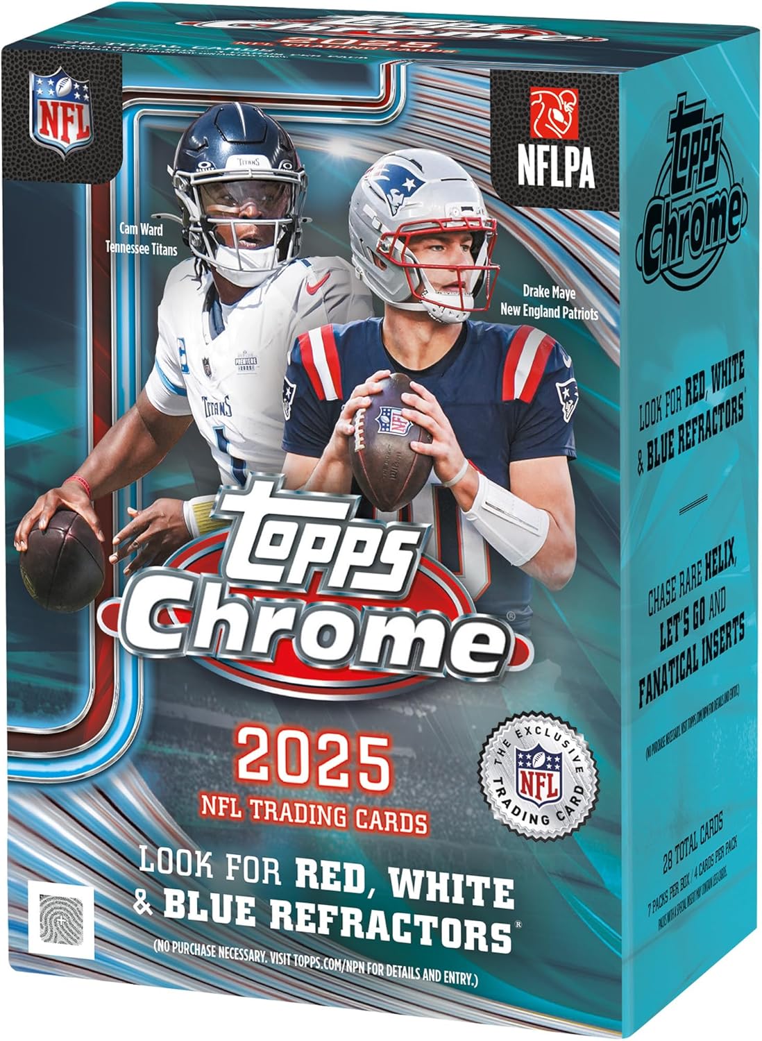 Topps: 2025 Chrome NFL Football Blaster Box (28 Cards) Sports Cards Topps