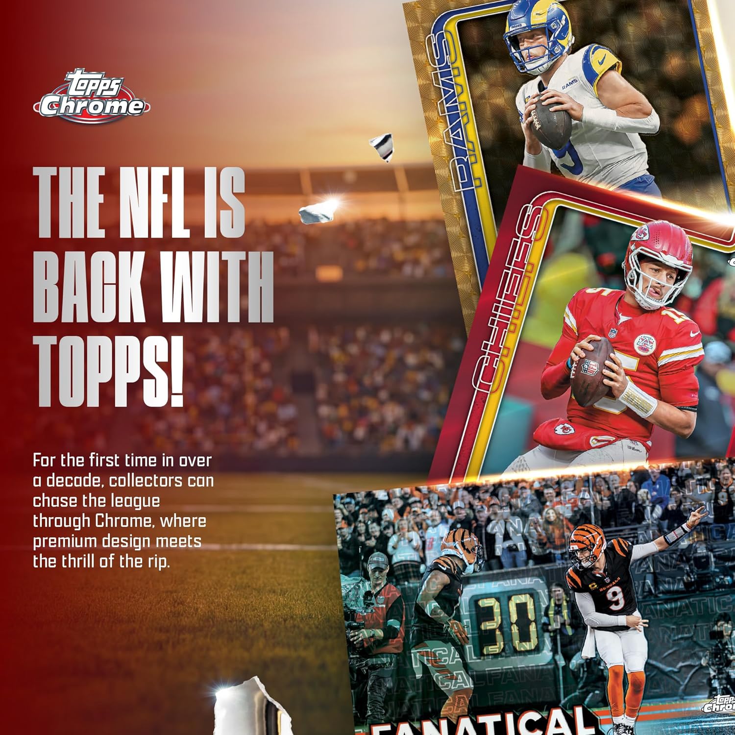 Topps: 2025 Chrome NFL Football Blaster Box (28 Cards) Sports Cards Topps