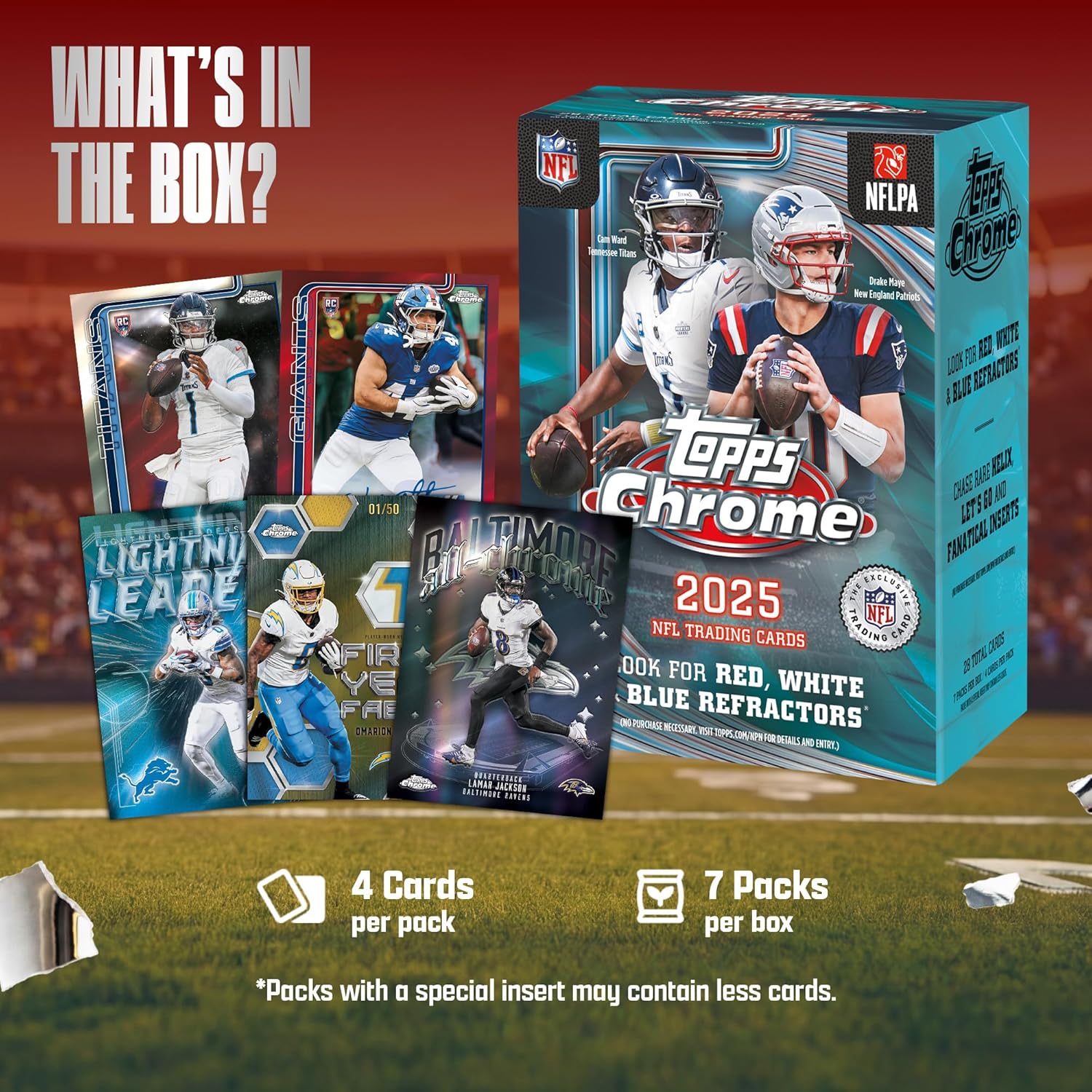 Topps: 2025 Chrome NFL - Mega Box (42 Cards) Sports Cards Topps