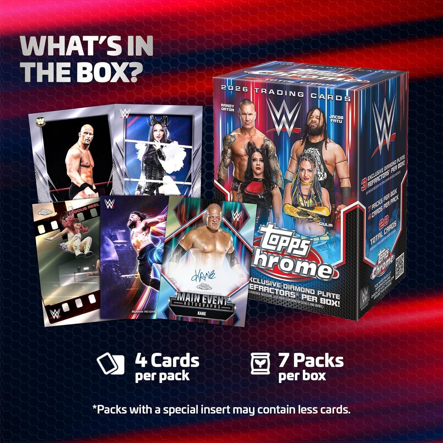 Topps: 2026 Chrome WWE - Blaster Value Box (28 Cards) Sports Cards Topps