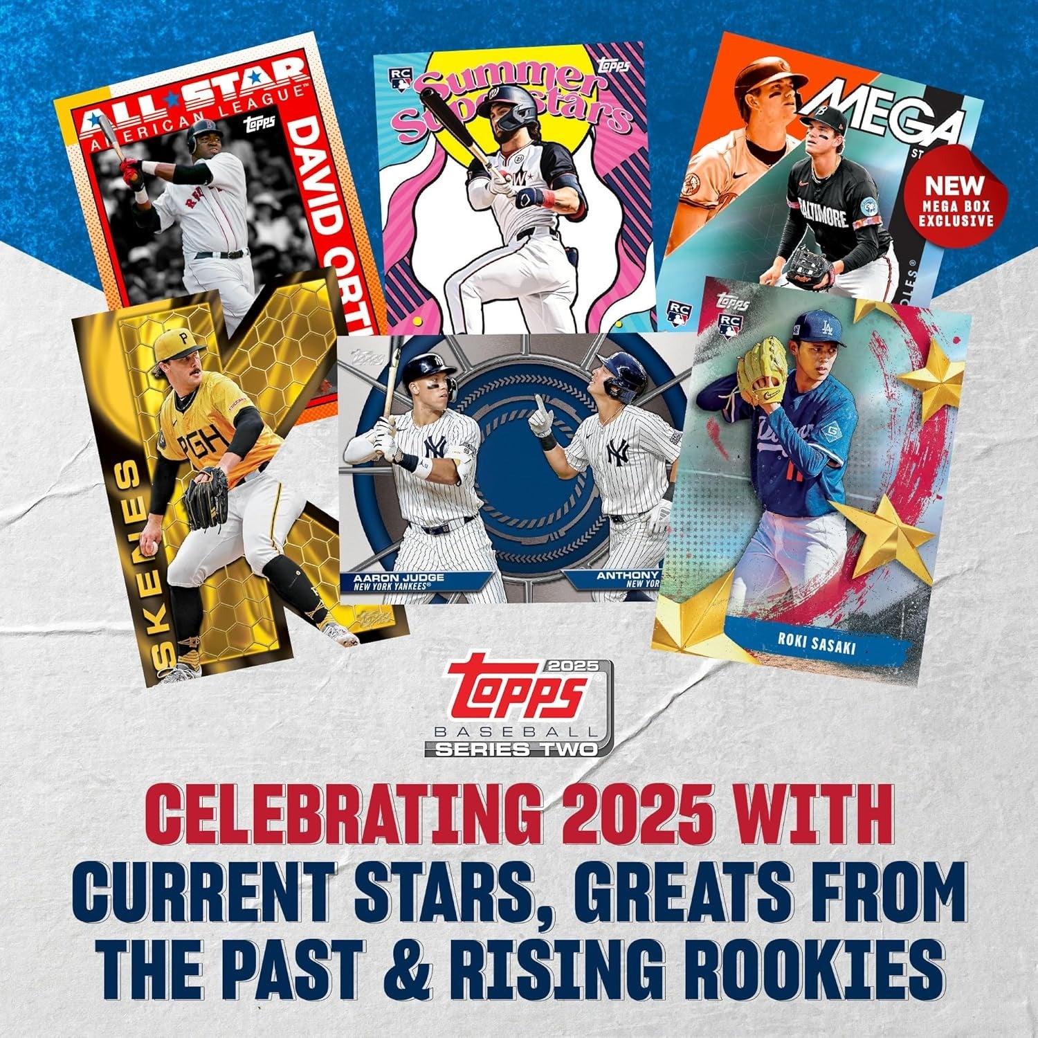 Topps: 2025 MLB Baseball Series Two - Mega Box - 16 Booster Packs Card Game Topps