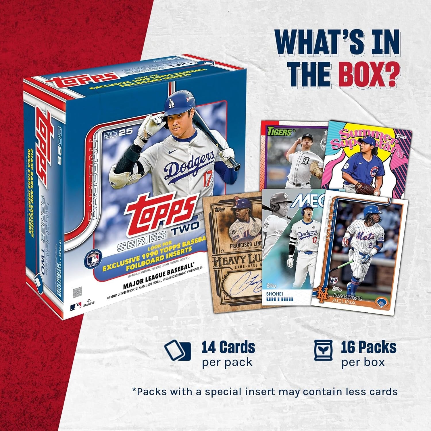 Topps: 2025 MLB Baseball Series Two - Mega Box - 16 Booster Packs Card Game Topps