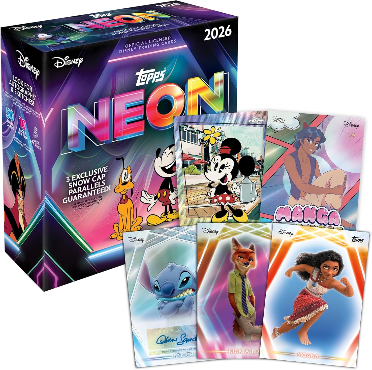 Topps: 2026 Neon Disney - Mega Box (50 Cards) Trading Cards Topps