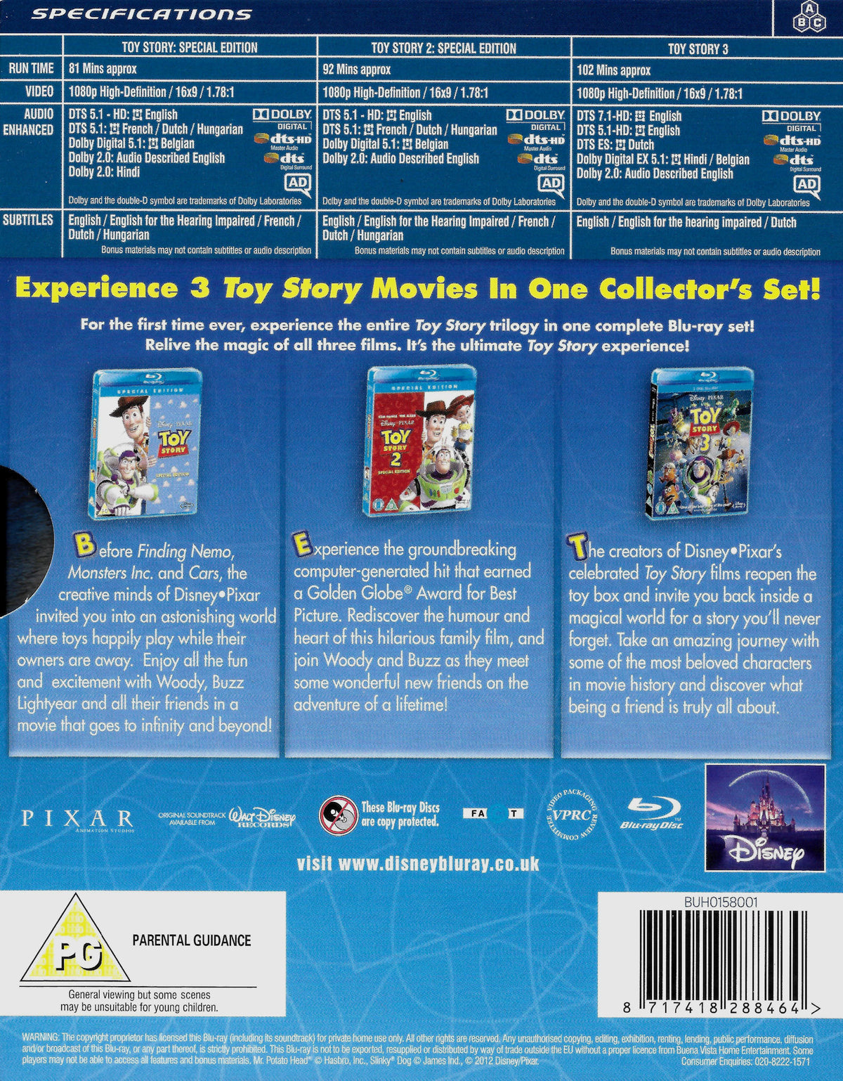 Toy Story Collection: Movies 1-3 [Blu-Ray] DVDs & Blu-Rays Disney   