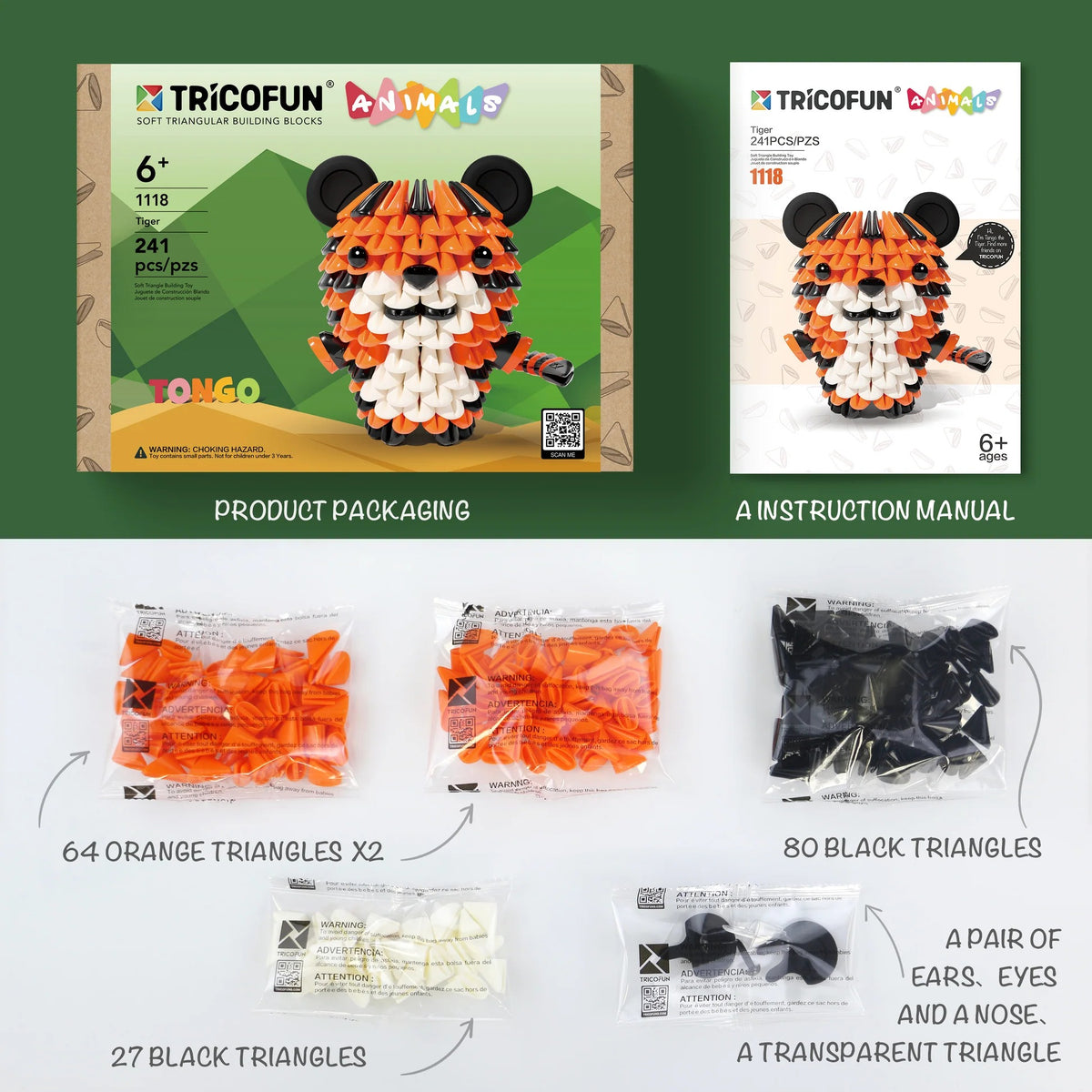 Tricofun Animals: Tongo the Tiger Building Kit Toys & Games Tricofun