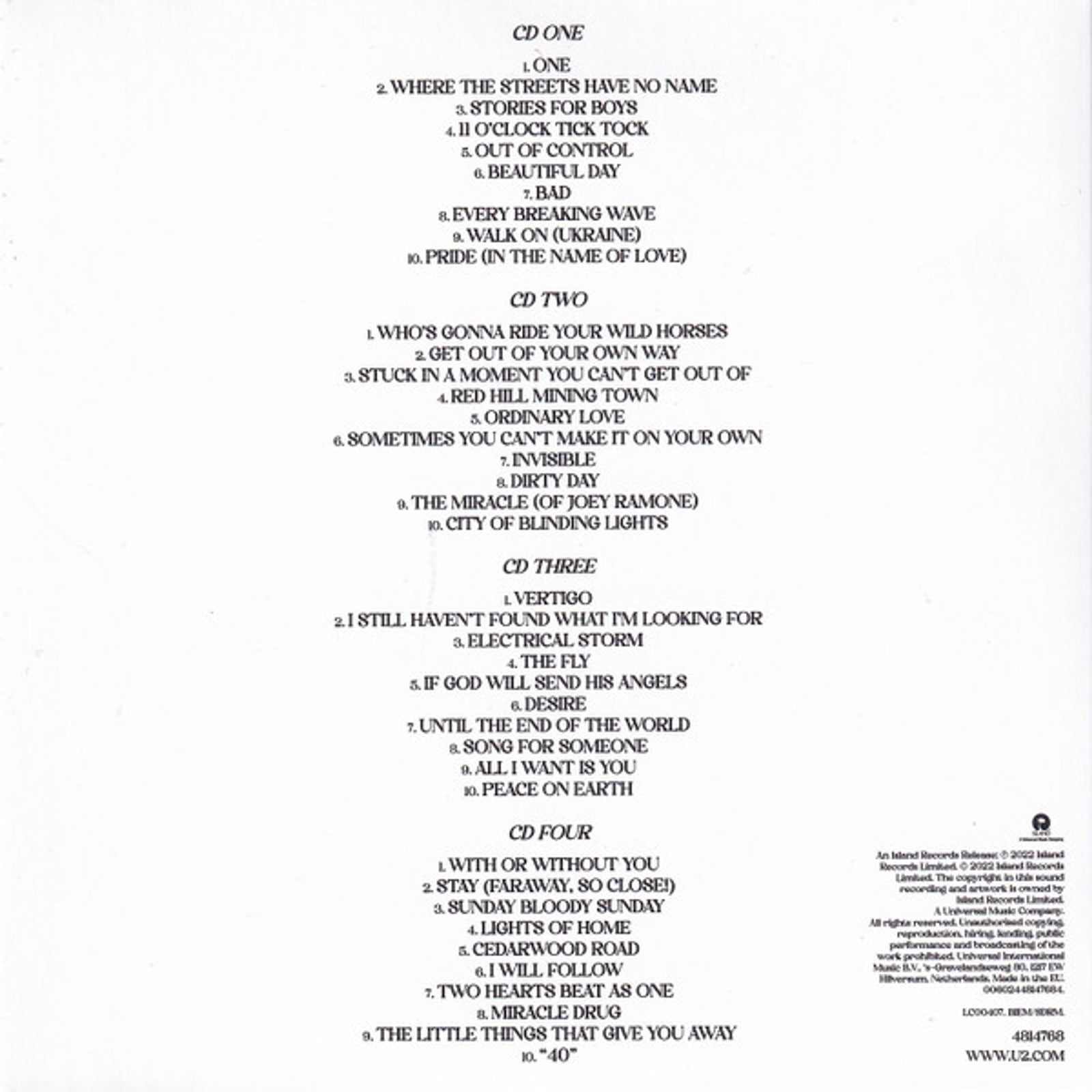 U2: Songs of Surrender - 4 CD Limited Edition [Audio CD] Audio CD/Vinyl Universal Pictures