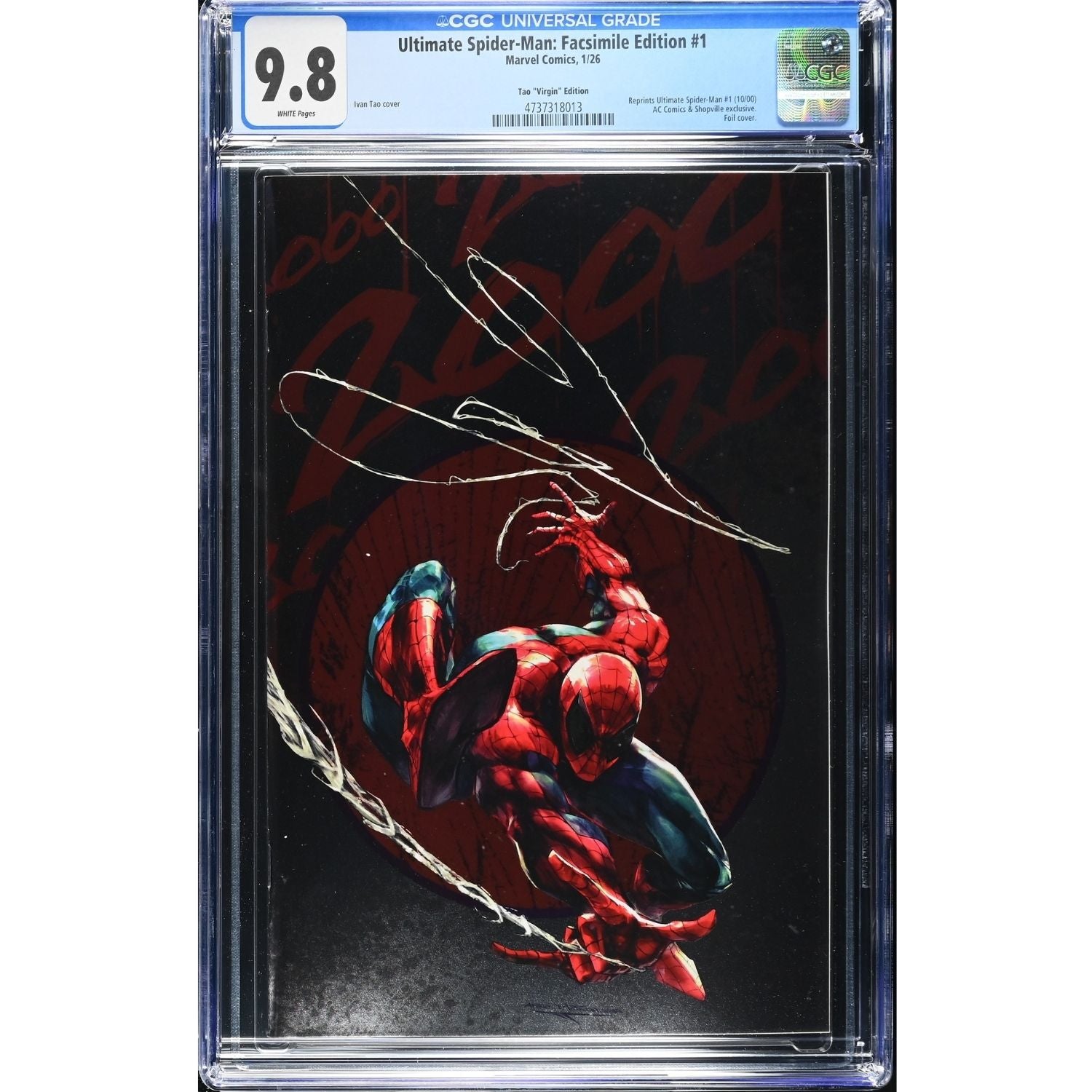 Ultimate Spider-Man McFarlane Homage: #1 [Ivan Tao Foil CGC 9.8 Shopville Exclusive Virgin] 2025 Comics Marvel Comics