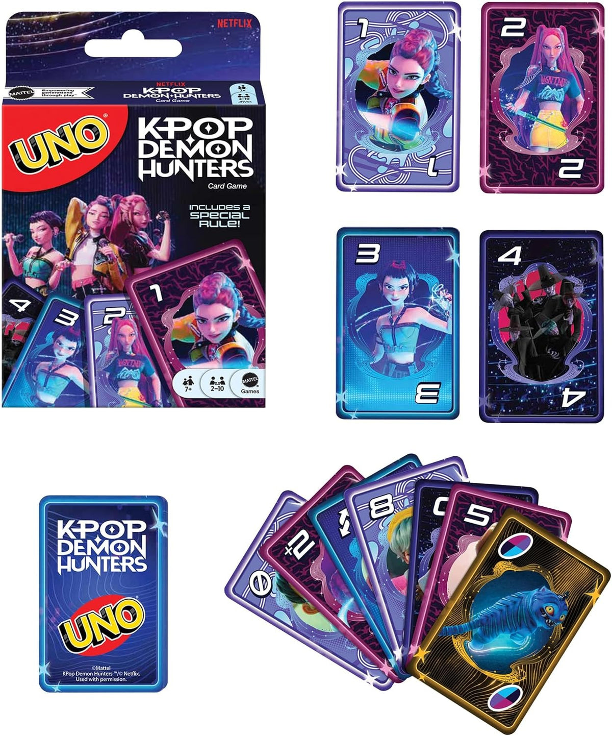 Uno Card Game: KPop Demon Hunters [Board Game, 2-10 Players] Board Game Mattel