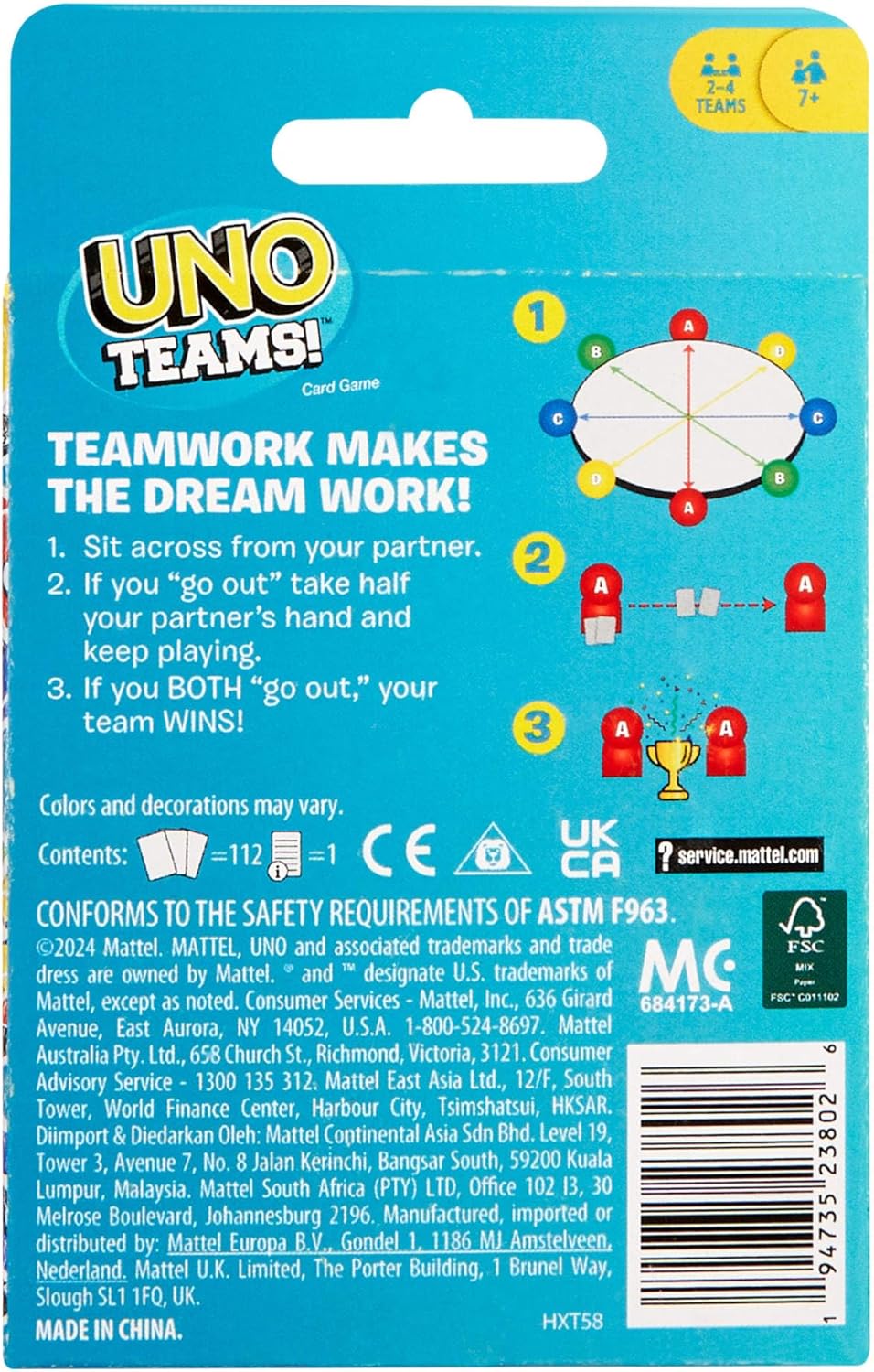 UNO Teams! Board Game Mattel