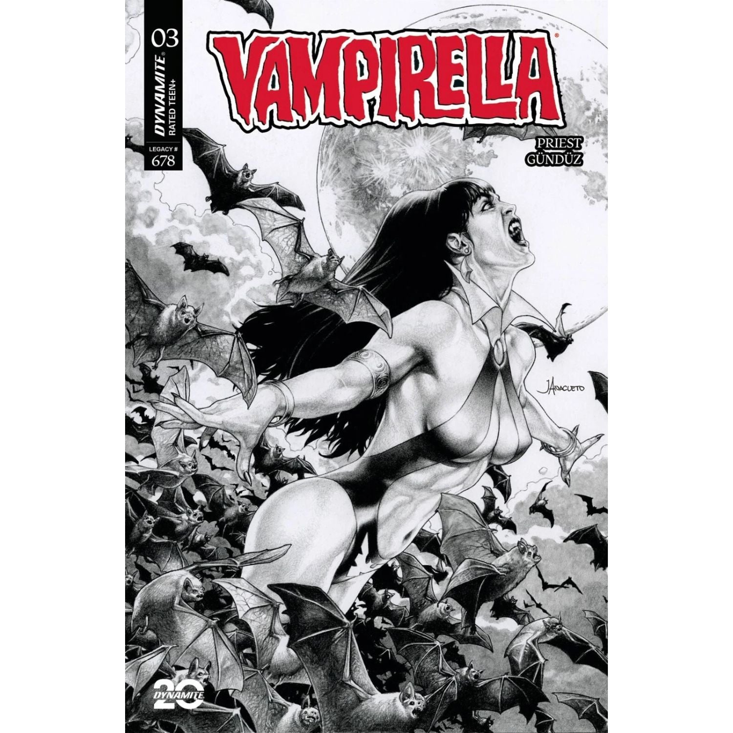Vampirella: #3 [Jay Anacleto CVR O Black & White - 1:10] 2025 Comics Dynamite Entertainment