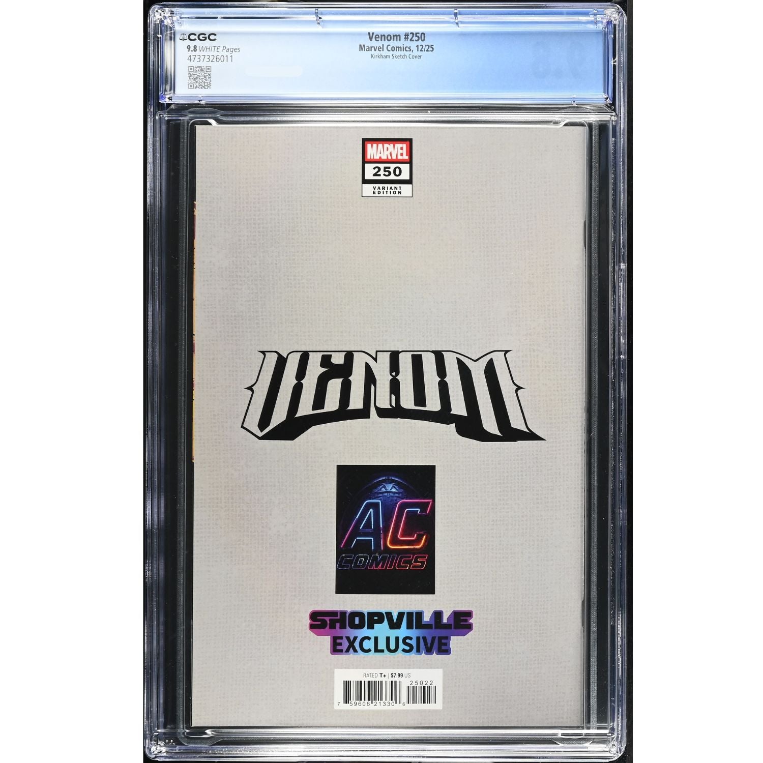 Venom: #250 [Tyler Kirkham CGC 9.8 Sketch Shopville Exclusive] 2025 Comics Marvel Comics